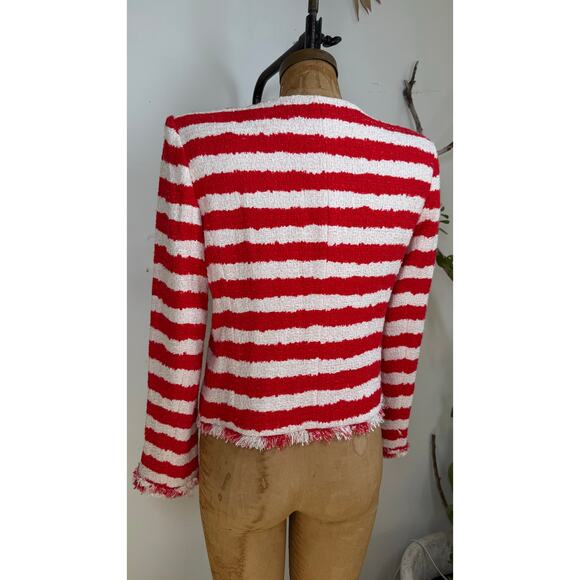 Alice + Olivia Stanton Stripe Tweed Jacket  Luxe Designer Statement Blazer Sz L - Picture 6 of 7